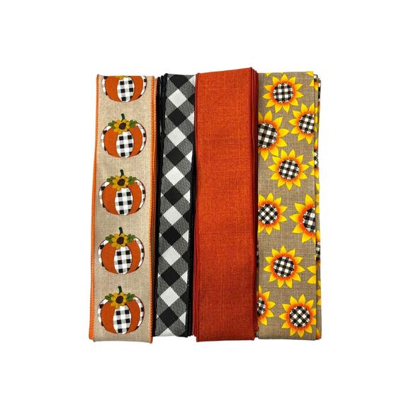 Home Sweet Home Wreath Kit - DIY Fall Sunflower Pumpkin Sign Ribbons Bundle Set - Picture 3 of 5